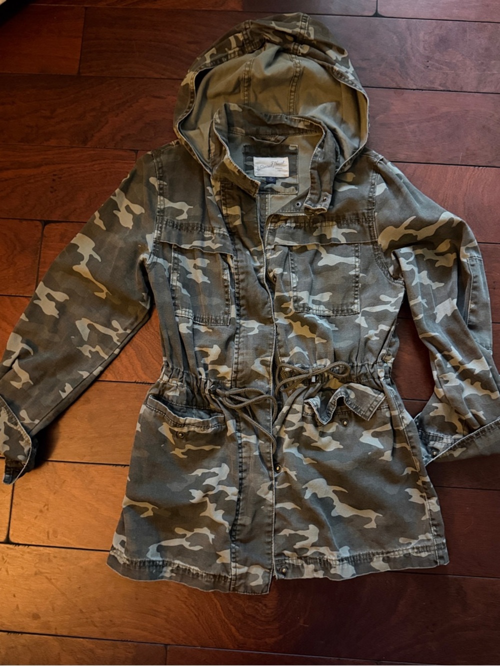 Universal Thread Women's Green Camo Utility Jacket with Hood